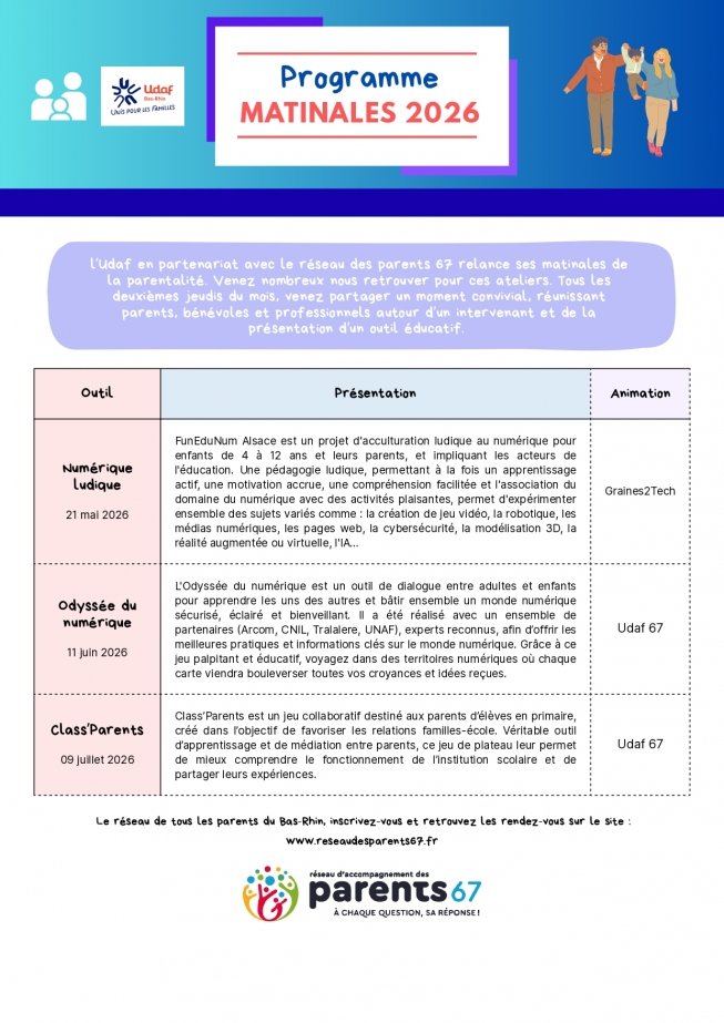 Programme matinales 2026