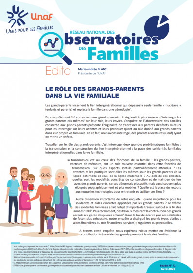 Les grands-parents ont une place déterminante  dans la famille : 17 000 familles témoignent : Nouvelle étude de l’Observatoire des familles de l’Unaf