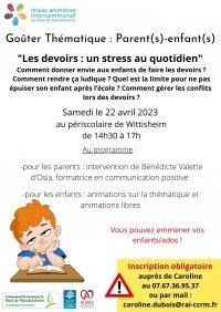 Goûter thématique : Les devoirs : un stress au quotidien