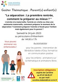 Goûter thématique : La séparation : La première rentrée, comment la préparer au mieux ?