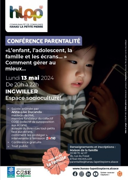 Conférence : L'enfant, l'adolescent, la famille et les écrans... Comment gérer au mieux ?